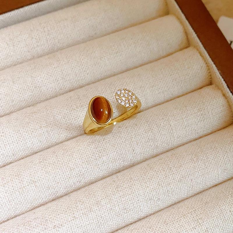 Luxury Geometric Zirconia Open Ring - Elegant and Versatile Hand Jewelry