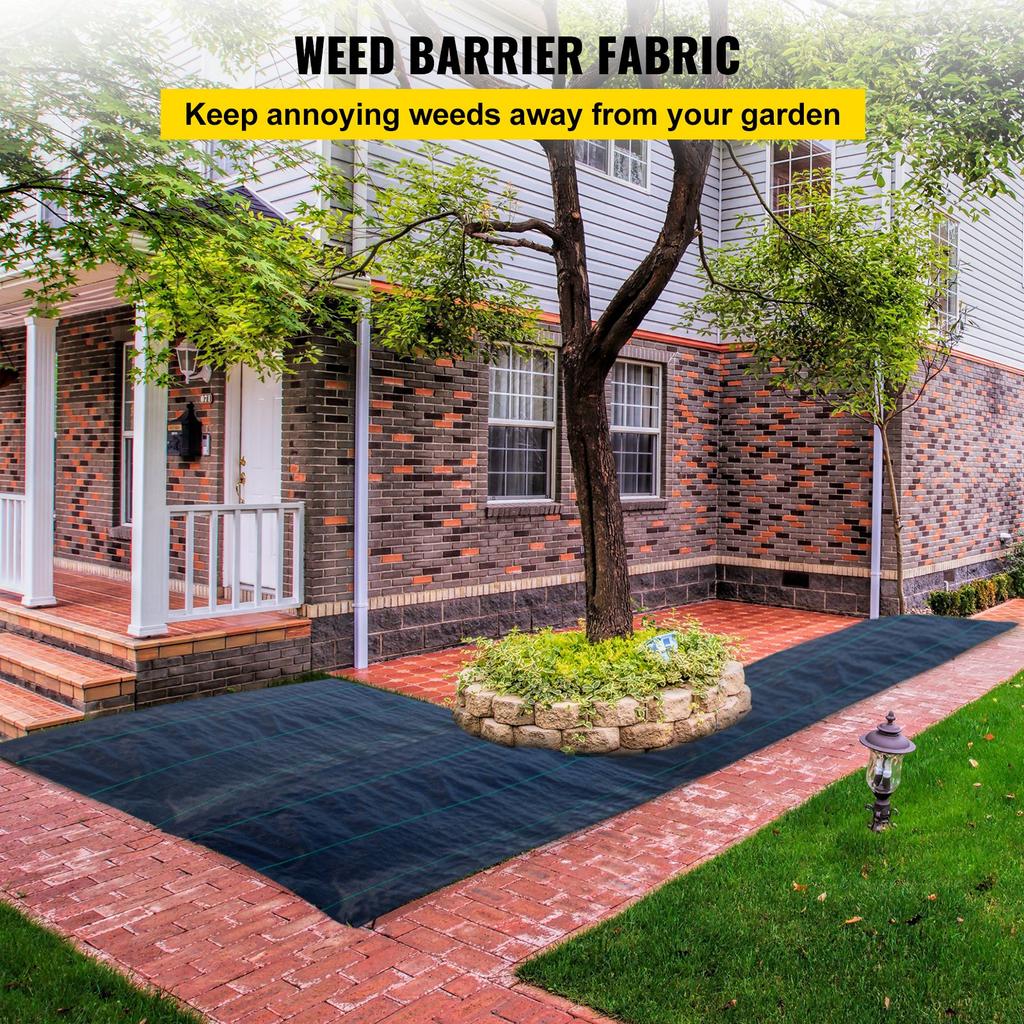 VEVOR 200 x 9144 cm Premium Weed Barrier Fabric Heavy Duty 90.7 g, Woven Weed Control Fabric, High Permeability Good for Flower Bed