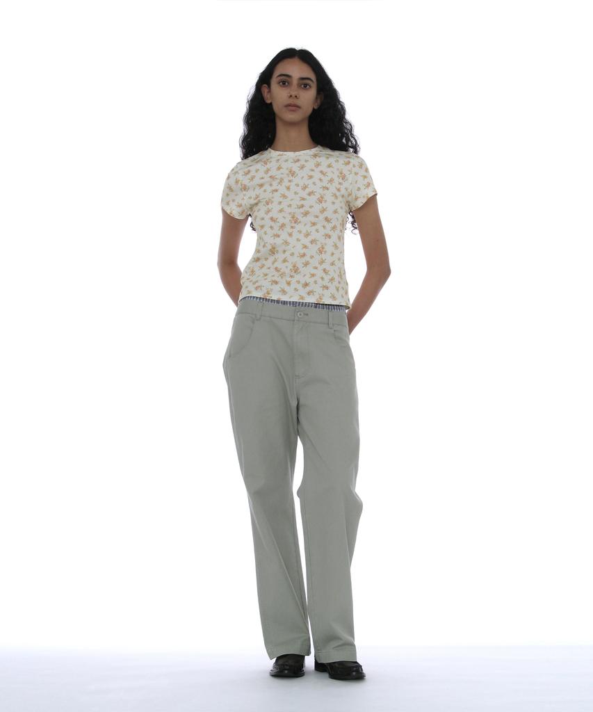 PARTIMENTO WOMEN Floral Printed Short Sleeve Tee_Cream