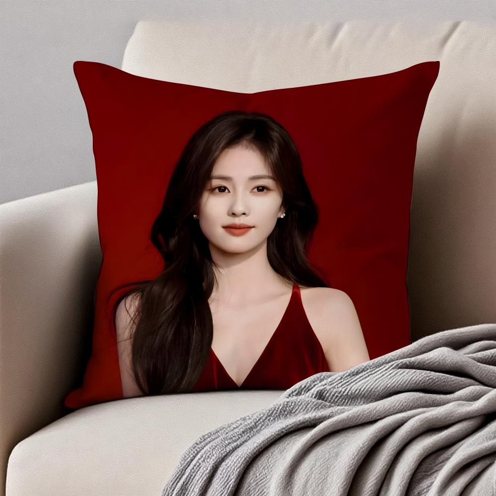Fashion and elegant Chinese actress BBai Lu Cushion Cover Pillowcase Antidustmite Invisible Zipper Short Plush Sofa Cushion