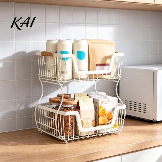 Büroschreibtisch-Aufbewahrungsregal 2/3-stöckiger Arbeitsplatten-Organizer-Ständer, Robuster Obstkorb-Ständer, Platzsparender Karbonstahl-Ständer für die Küchenarbeitsplatte
