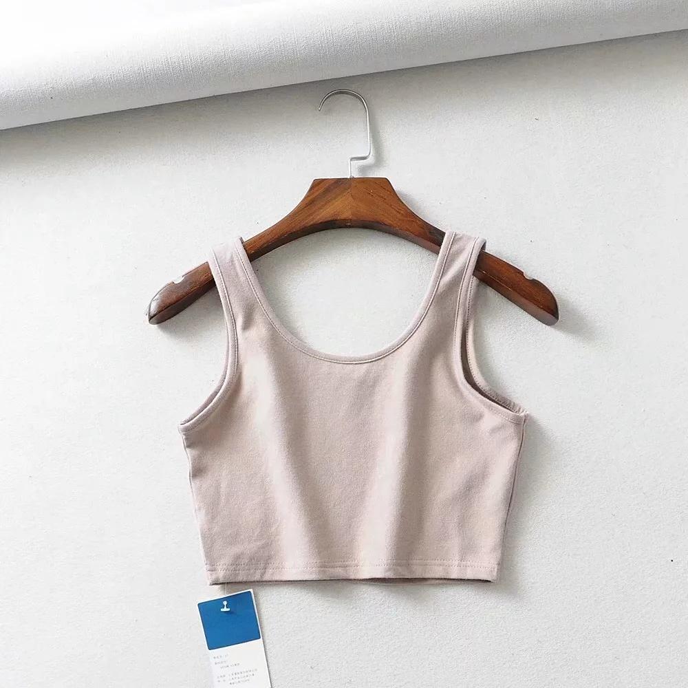 Sexy Women Summer Crop Tank Tops Sleeveless Short Cotton U Collar Knitted Bar