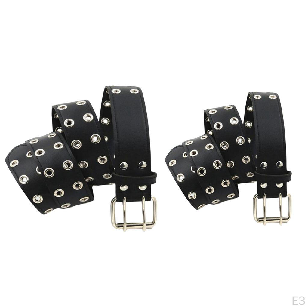Studded Waist Belt Leather Pin Buckle Holes Wide Waistband