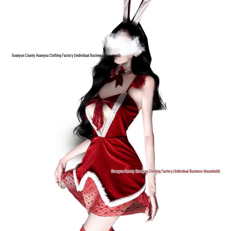 Sexy Cutout Christmas Bunny Role Play Lingerie Dress
