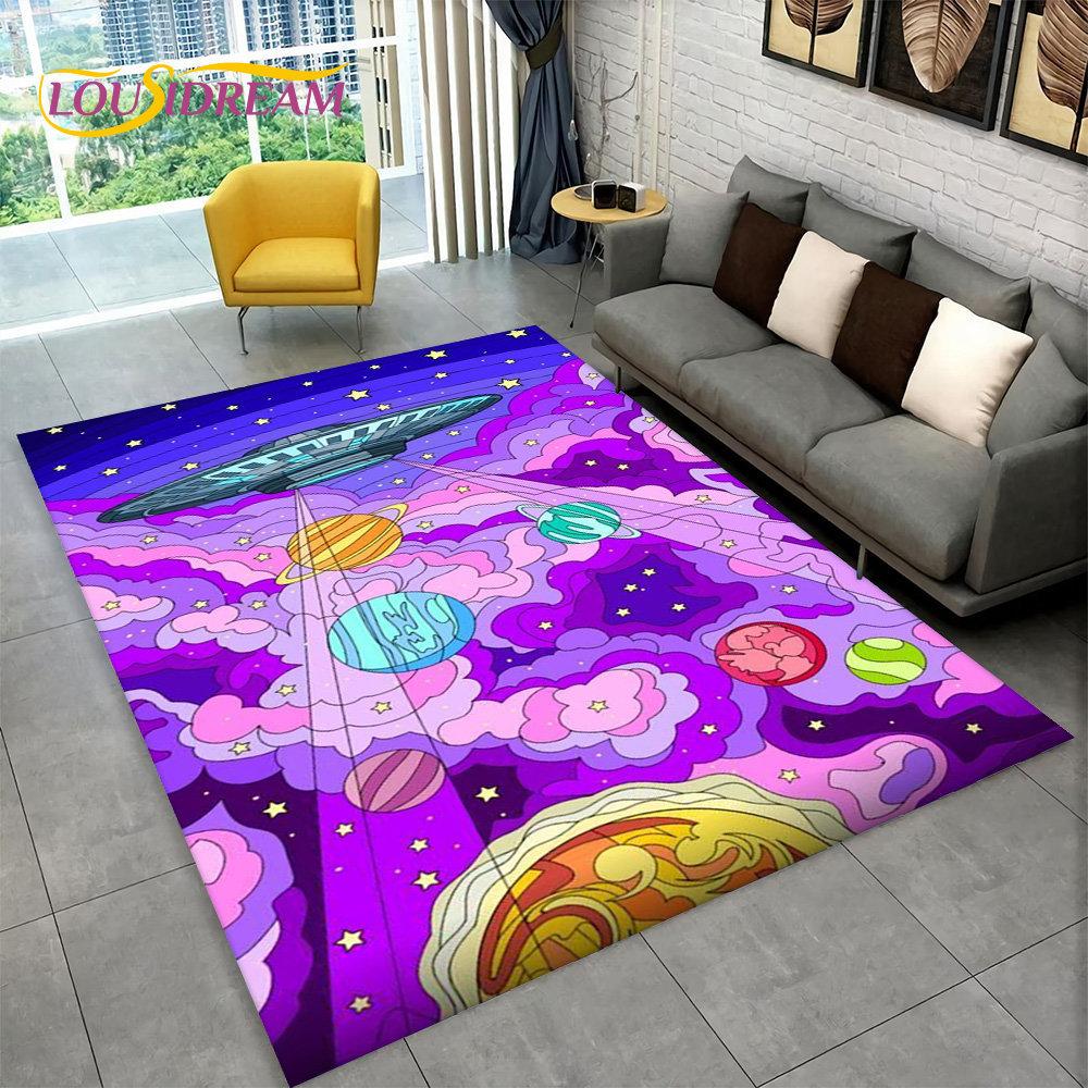 Dywan 3D Cartoon Astronaut Space Area, dywanik do domu, salonu, sypialni dziecięcej, sofy, wycieraczki, dekoracja, antypoślizgowa mata podłogowa dla dzieci