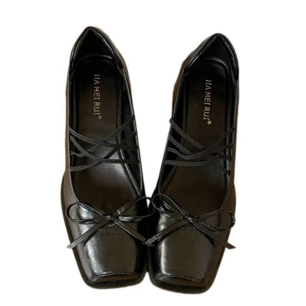 Women's 2025 Chunky Heel Mary Jane Shoes - French Square Toe, Pig Mouth Design, Spring/Autumn