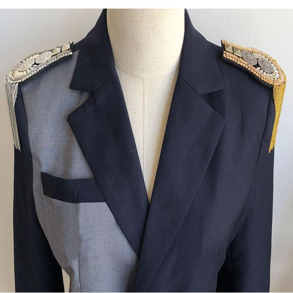 Metal Brooch Shoulder Board Zinc Zinc Alloy Jacket Vintage Brooch Tassel Chain Epaulettes  Party
