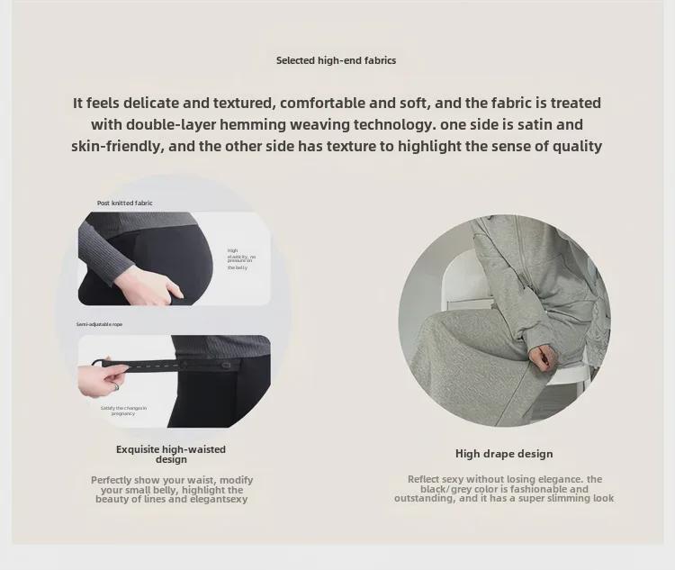 Fustă lungă de maternitate cu talie înaltă și crăpătură, în formă de A, pentru toamnă/iarnă