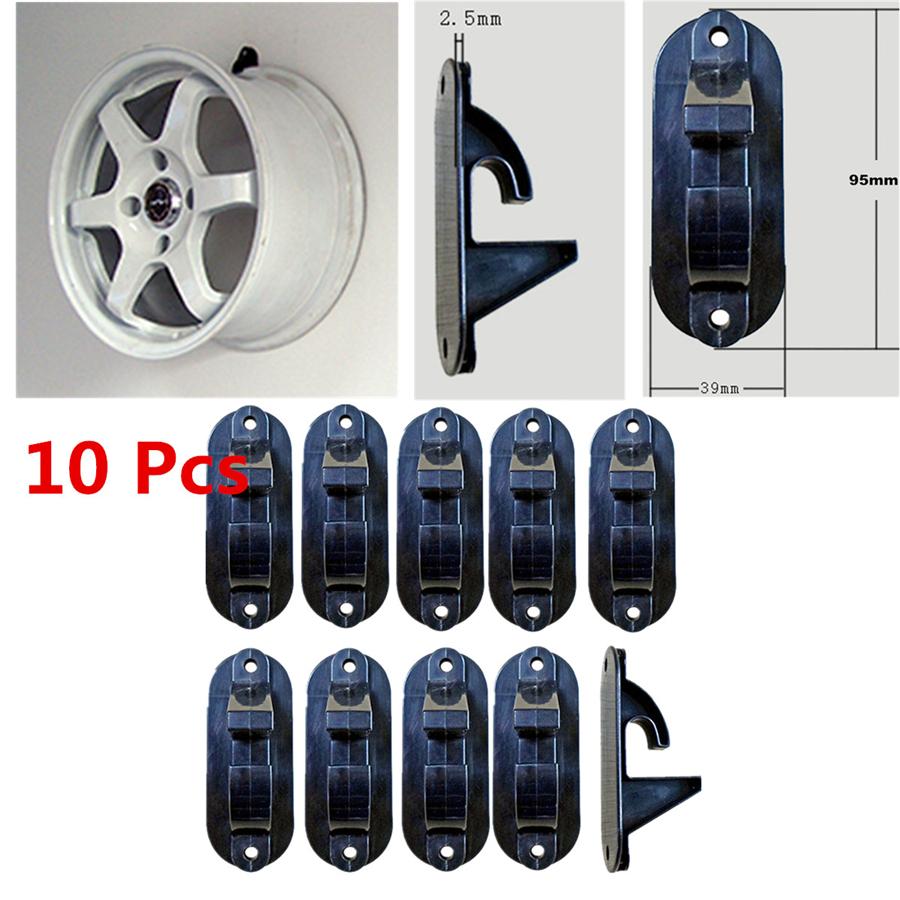 Universal 10pcs Plastic Tire Wheel RIM Hub Hook Wheel Shop Display Stand Rack Wall Mounted Hanging Hook With 24Sets Expansion screws