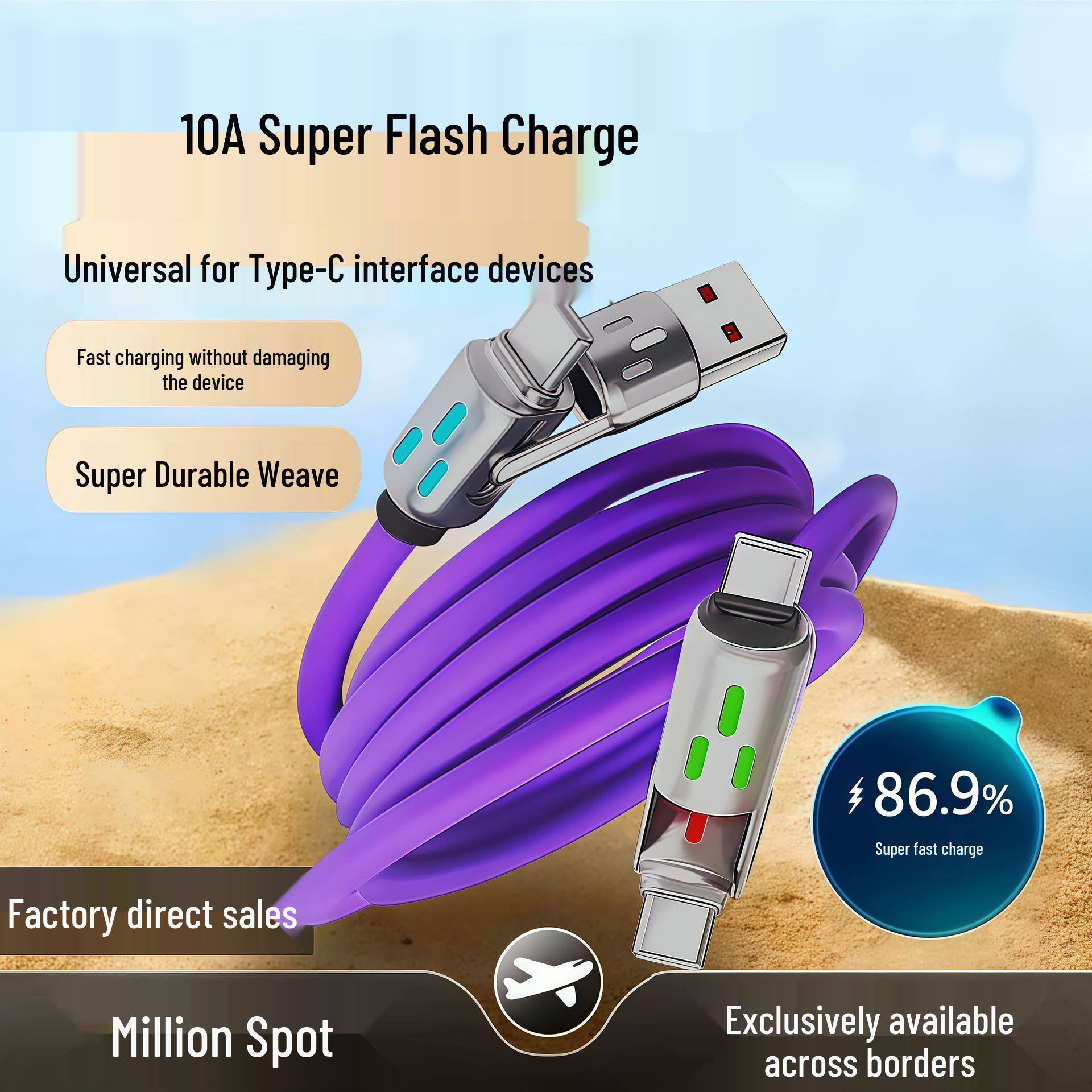 

Кабель быстрой зарядки 100 Вт с градиентной оболочкой и цифровым дисплеем для Apple 15/16, Samsung и Huawei 1.0m Original Factory Export