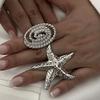 DIEZI Exaggerated Starfish Geometric Rings For Women Men Girls Punk Fashion Beach Style Gold Silver Color Knuckle Joint Ring
