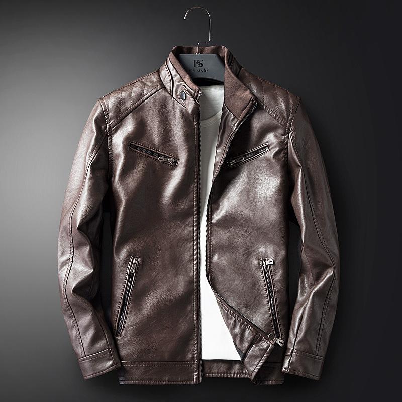 Autumn and Winter New Men's Leather Jacket Youth Casual Handsome Leather Jacket Trendy Men's Locomotive Leather Slim Men's Clothing