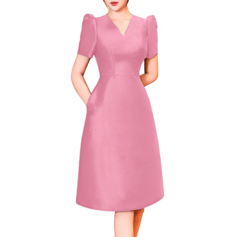 ZANZEA Women Summer V-Neck Short Sleeve Slim A-Line Dress
