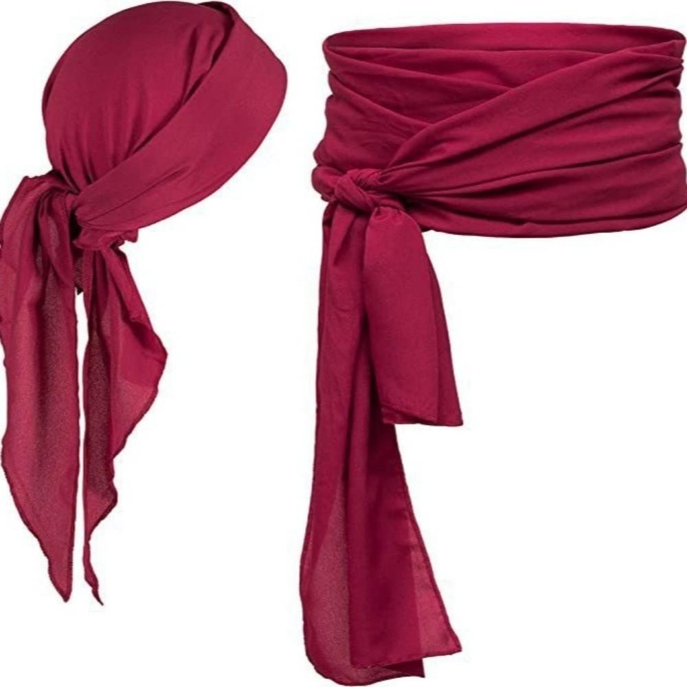 Solid Color Pirate Headband Waist Belt Head Wrap Cosplay Costume Retro Halloween Scarf Belt  Men