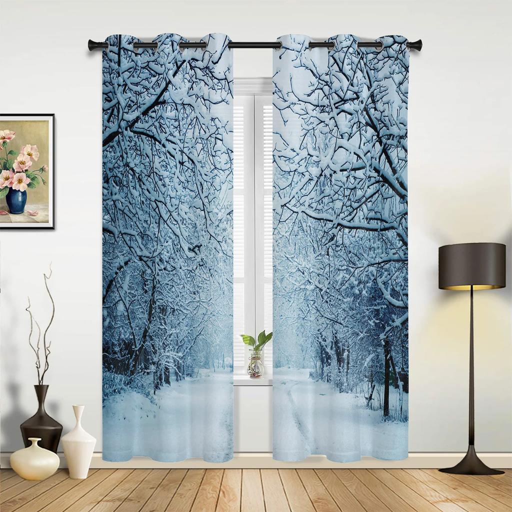 Winter Schneeberg Morgenlandschaft Hausvorhänge für Schlafzimmer Wohnzimmer Vorhänge Küche Kinder Fenstergardine Heimdeko