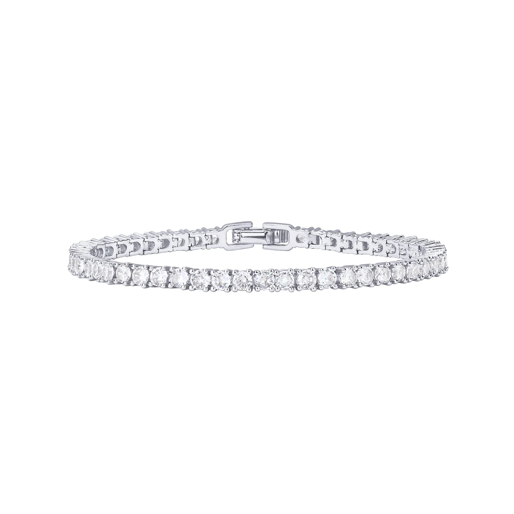 

Shevalues Women 14K Gold Plated 3mm Classic Tennis Bracelet Lady Exquisite Luxury Cubic Zirconia Bracelets Jewelry For Gift 17cm