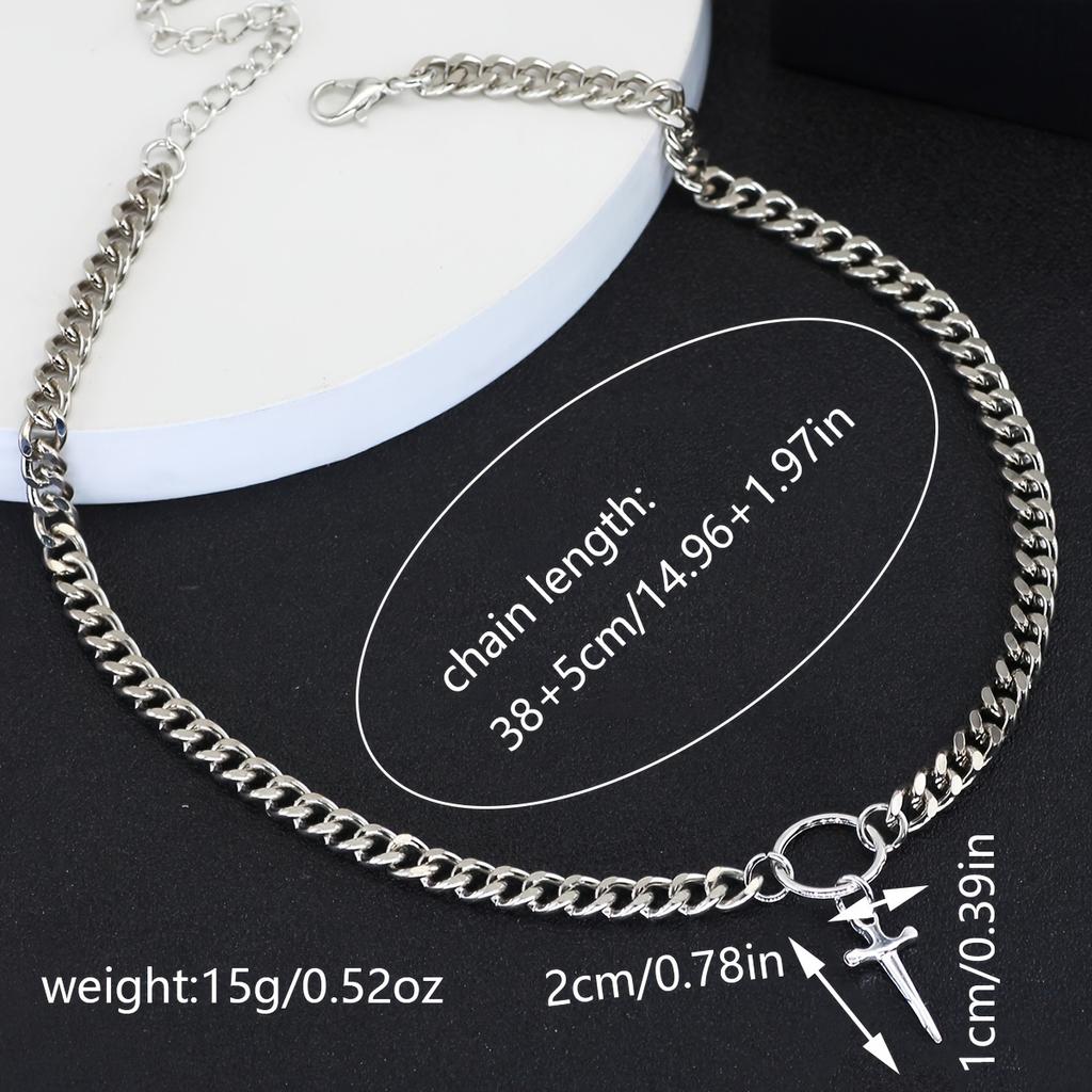 Colier cu pandantiv cu sabie în stil gotic Lanț cu inel O Colier alternativ cu lanț în cruce gotic Bijuterii potrivite pentru decorarea zilnică