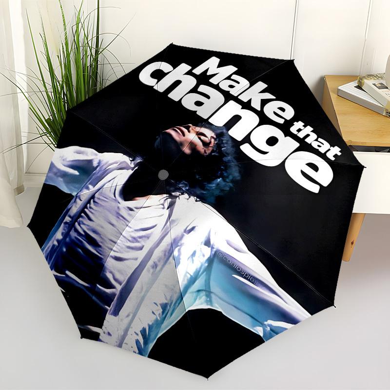 1pc Michael Jackson Automatic Folding Umbrella, Portable Collapsible Design, Casual Outdoor Accessory L1202015