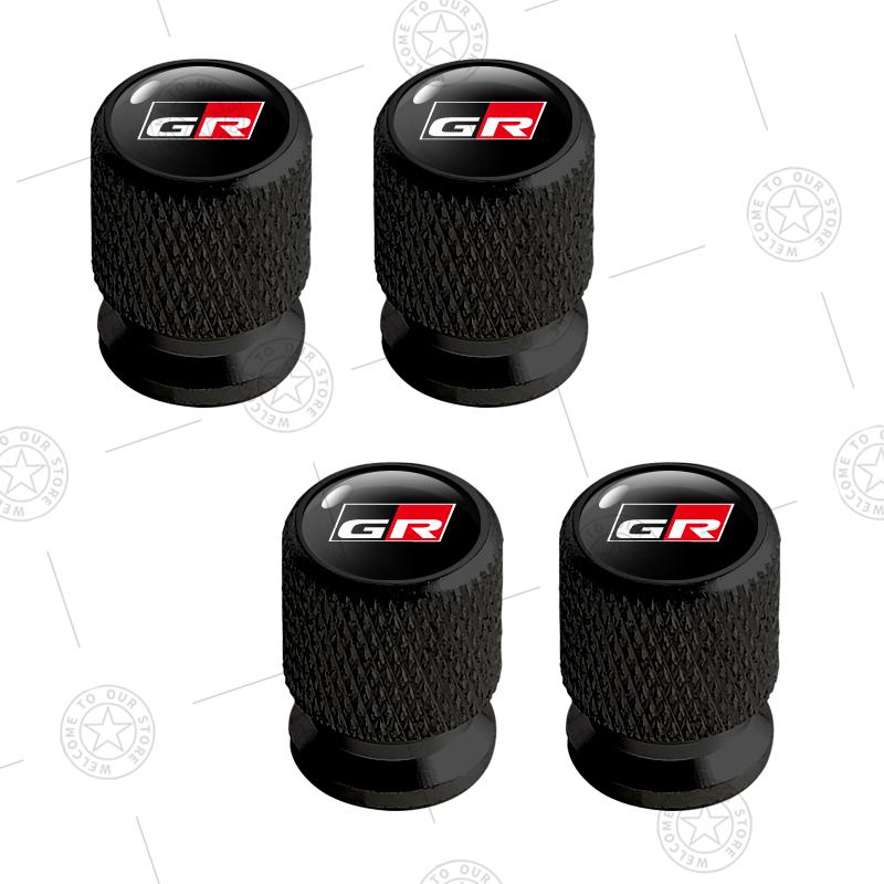 4pcs GR SPORT Logo Car Wheel Tire Valve Caps Air Stem Aluminum Accessories For Toyota Yaris Corolla RAV4 C-HR Camry Prado Voxy