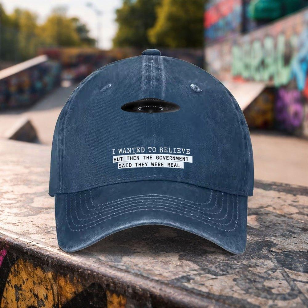 pc UFO Print Washed Baseball Cap for Unisex Women Adjustable Snapback Hat with UFO Suitable for Outdoor Sports Casual Wear