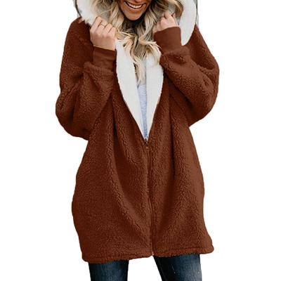 Damen Daunenmantel mit Kapuze und Reißverschluss, Übergroß, Strickjacke, Oberbekleidung mit Tasche