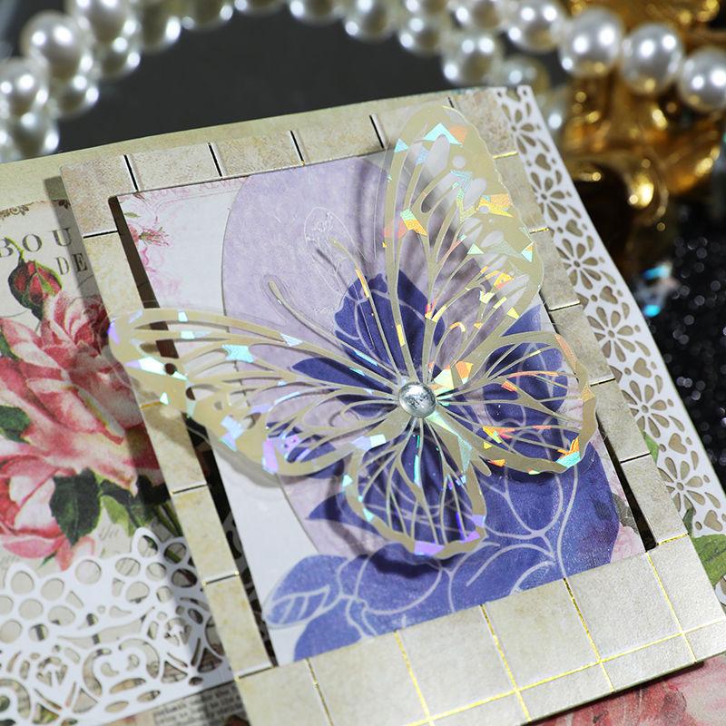 Creative Colorful Butterfly Sticker Handbook,1 Bag of 20pcs Butterfly Island DIY Collage Material Decorative Stickers