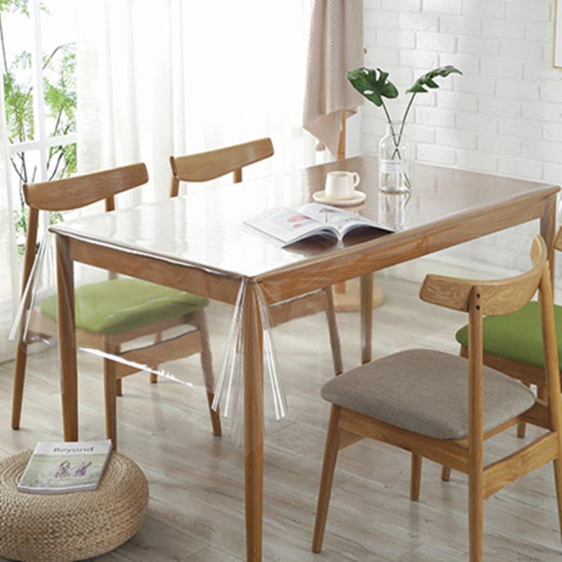 Transparent Thin Soft Tablecloth Protective Cover Pad Waterproof Oil Resistant PVC Plastic Film Tablecloth Rectangular Round Hanging Dining Tablecloth