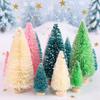 8pcs Artificial Mini Christmas Pine Tree Wooden Multicolor Neol Xmas Tabletop Ornament Decor Christmas Decorations for Home