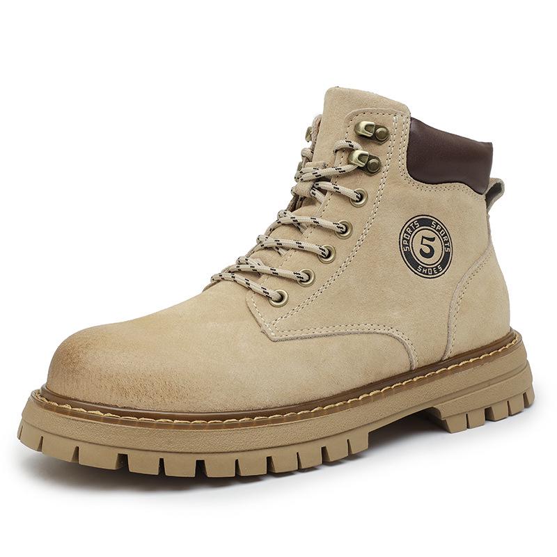 2025 Autumn/Winter Men s Yellow Pigskin Martin Boots - Casual, Warm Motorcycle Style 40