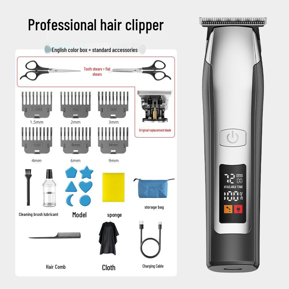 Waterproof Professional Hair Clipper: Quick Charge, Oil Head, Bald Head, Home Hairdressing Trimmer.