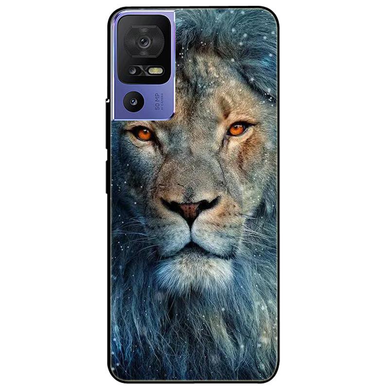 For TCL 40 SE Case 2023 Soft Silicone Protective Black Tiger Lion Funda Coque for TCL 40SE Covers TPU Bumper for TCL40se Paras