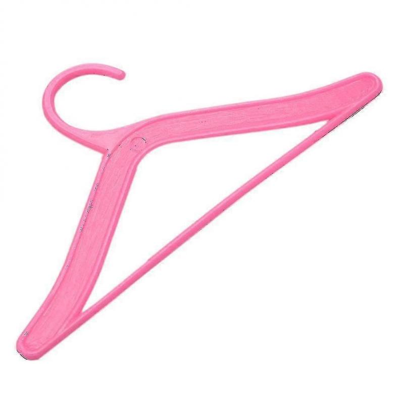 20 Pcs Pink Hangers For Barbies Dolls Clothes Accessories Plastic Hangers
