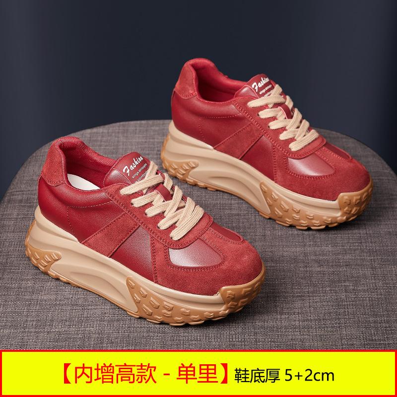 

2025 autumn new red muffin shoes Korean version color matching casual shoes small thick-soled heightening sports shoes women 34 красный