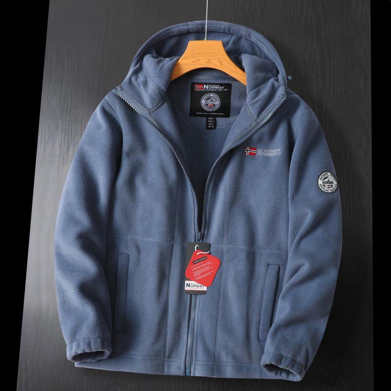 Men's Winter Thick Double-Layer Polar Fleece Hooded Jacket - Cold-Resistant, Warm, Large Size