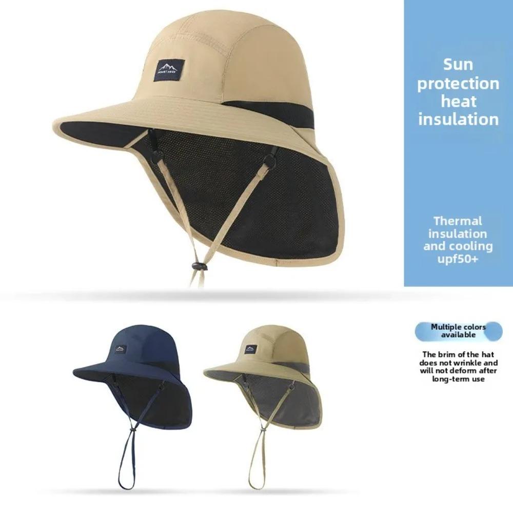 Summer Wide Brim Waterproof and Quick-drying Panama Caps Outdoor Visor Bucket Hats Mesh Breathable Sun Hat with Neck Flap Hiking