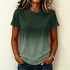 Women's Casual Pullover T-Shirt Short Sleeve Crew Neck Gradient Color Top Lightweight Soft Fabric Summer Wear