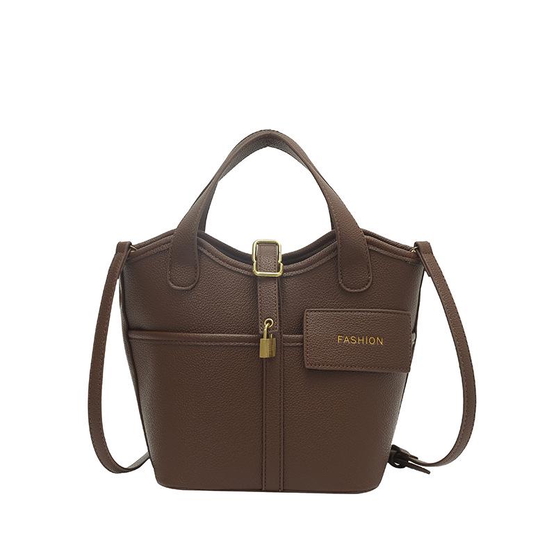 2026 Women's Korean Style Fashion Leather Bucket Bag - Versatile Single Shoulder Crossbody Handbag