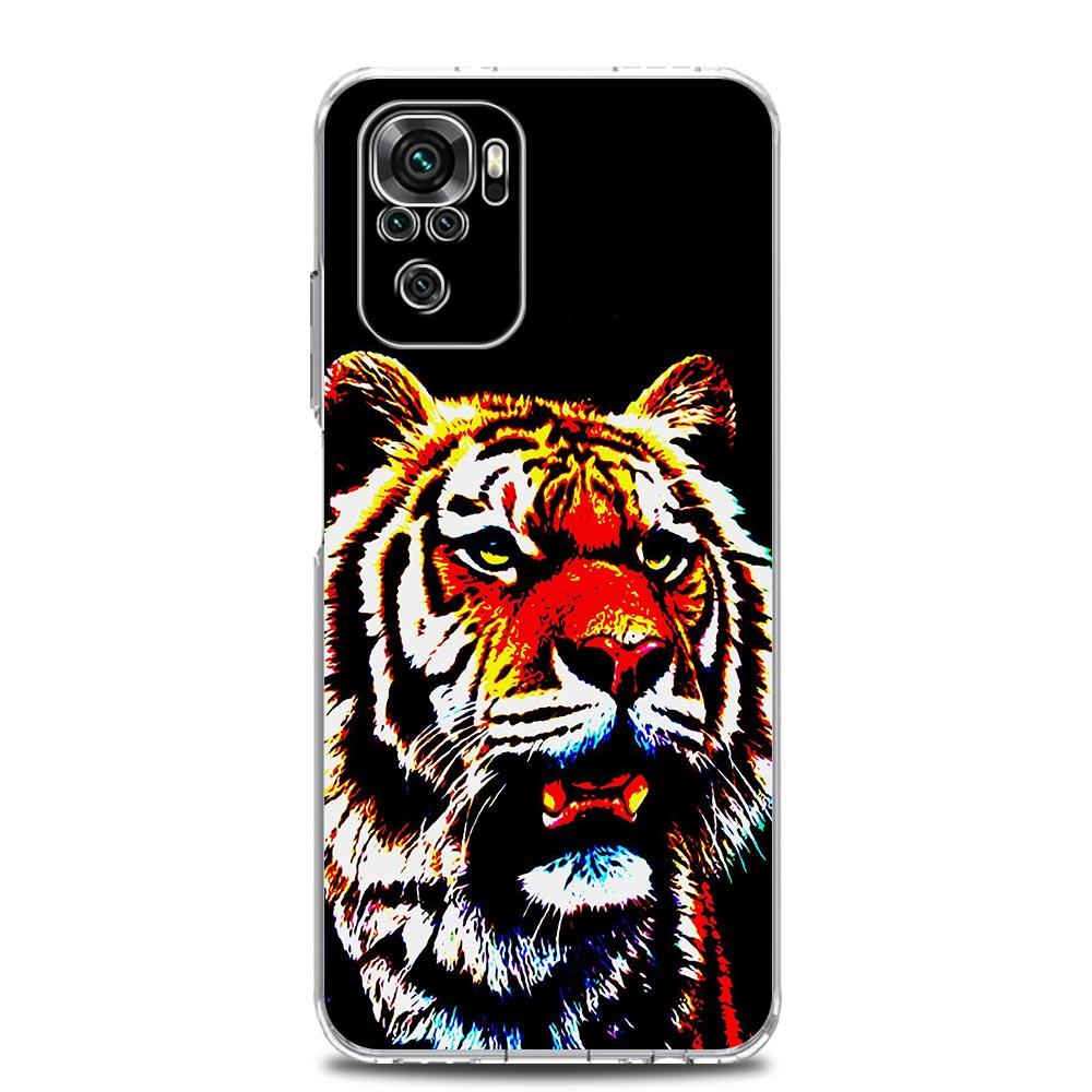 New Square Clear Soft Phone Case For Xiaomi Redmi Note 12 11 9S 9 8 10 Pro+ 7 8T 9C 9A 8A K40 Gaming Cover Tiger neon Leopard