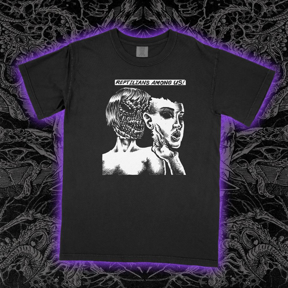 REPTILIANS AMONG US Shirt Ufo ancient aliens Anunnaki david icke  Unisex Tee Unisex T-Shirt L