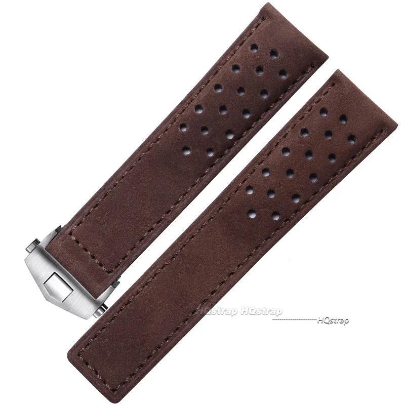 Genuine Leather Replacement Strap for Tag Heuer Carrera Monaco Series 20 22mm Frosted Cowhide Bracelet Universal Breathable Belt