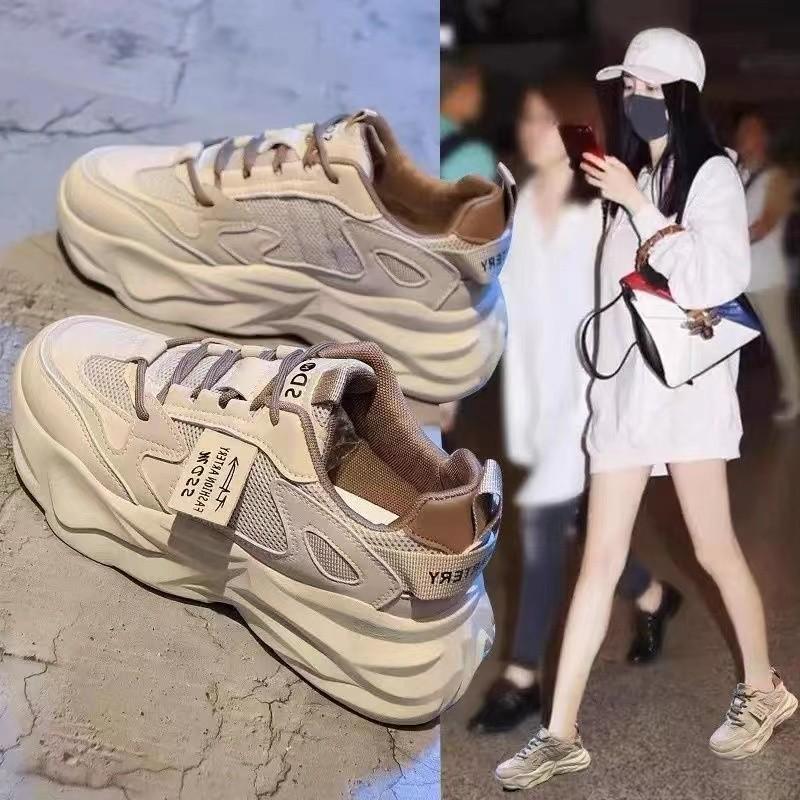 Color Matching Retro Dad Shoes Women's Versatile Platform Leisure Sports Show Feet Small Student Shoes Spot