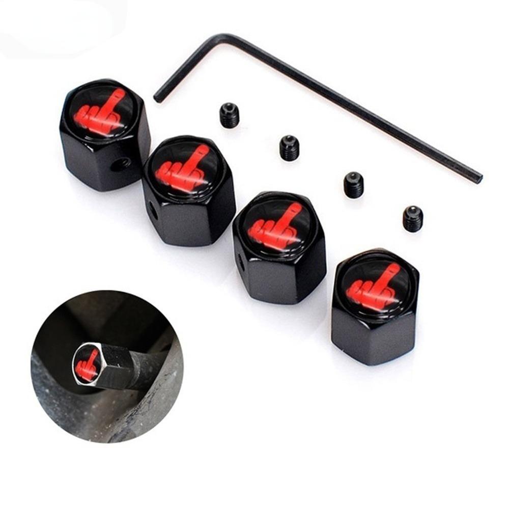 4Pcs/Box Middle Finger Fuck Style Logo Bike Motorcycle Car Tire Valve Stem Caps for Car Styling Decoration