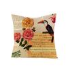 Polyester Pillowcase Nordic Retro Flower and Bird Letter Office Cushion Car Sofa Pillowcase Home
