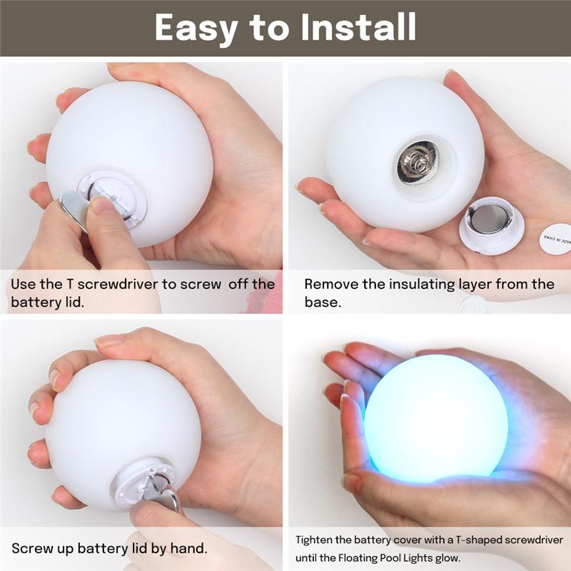 1/6 Pack Swimming Pool Floating Lights IP68 Waterproof LED Spherical Pool Light Luminous Ball Outdoor Garden Party Wedding Decor