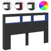 LED Headboard with Shelves Black 160 x 17 x 102 cm
