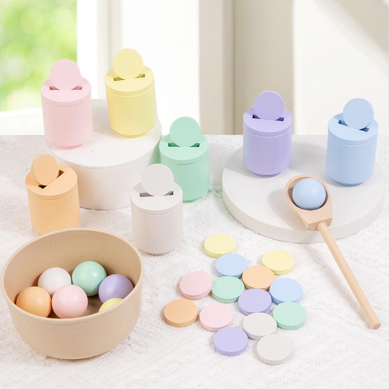 

Веселая и познавательная деревянная игрушка: Сортировка по цвету: шарик, чашка и макаронная монета для детей - 12 ярких цветов