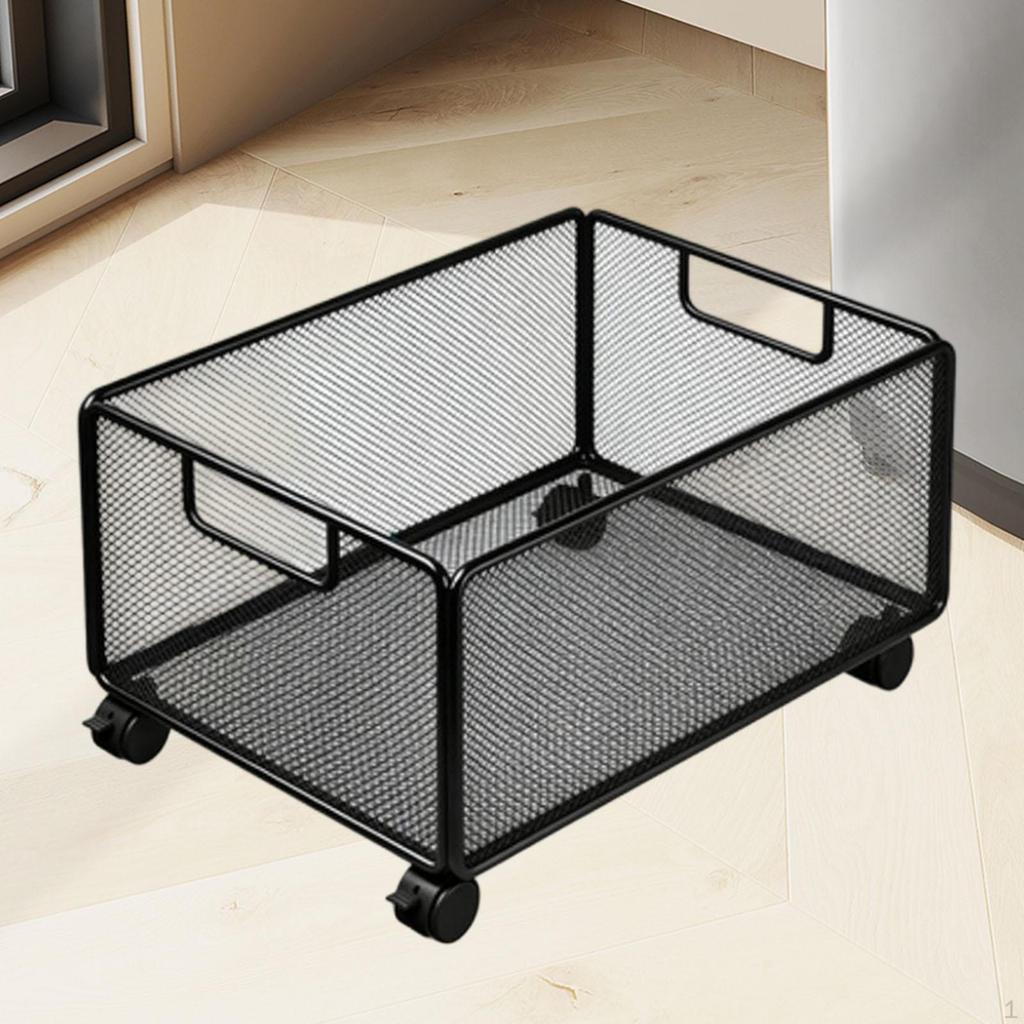 Mesh Rolling File Cart Portable Storage Basket Shelf for Crafts, Folders