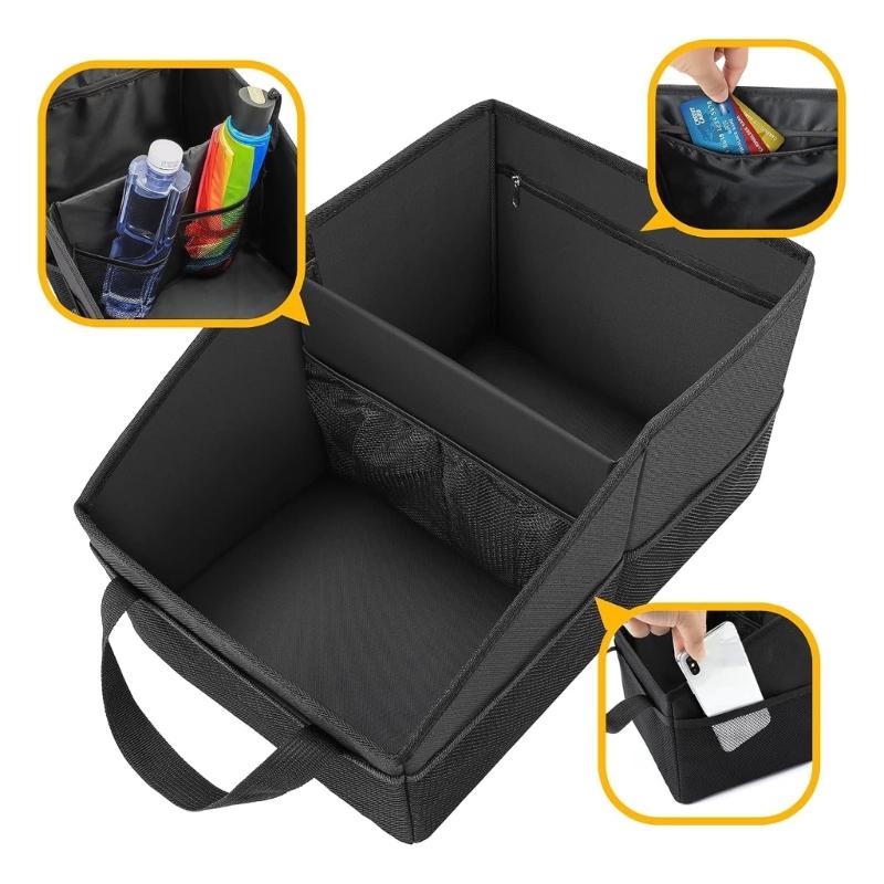 Flexible Oxford Fabric Car Organizers Storage Box With Handle for Tools Groceries Convenient Transport Neat Inner Spaces