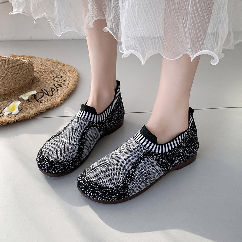 Fashion 2025 New Women's Breathable Knit Sneakers Casual Lace Up Outdoor Shoes Lightweight Mesh Low Top Shoes