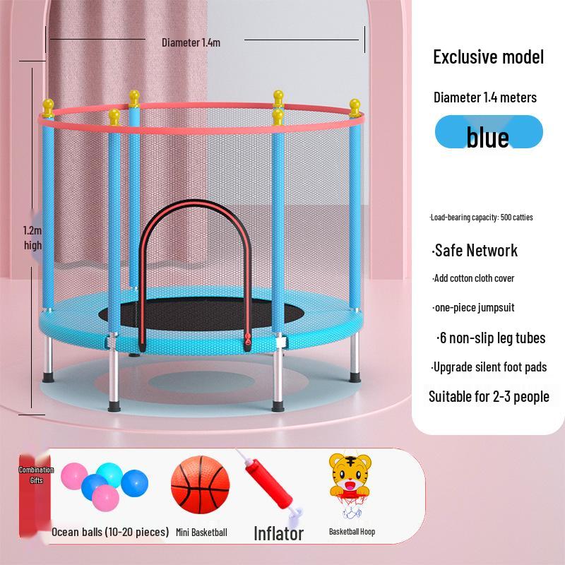 Children's Indoor Trampoline & Swing Set with Anti-Tip Safety Bar